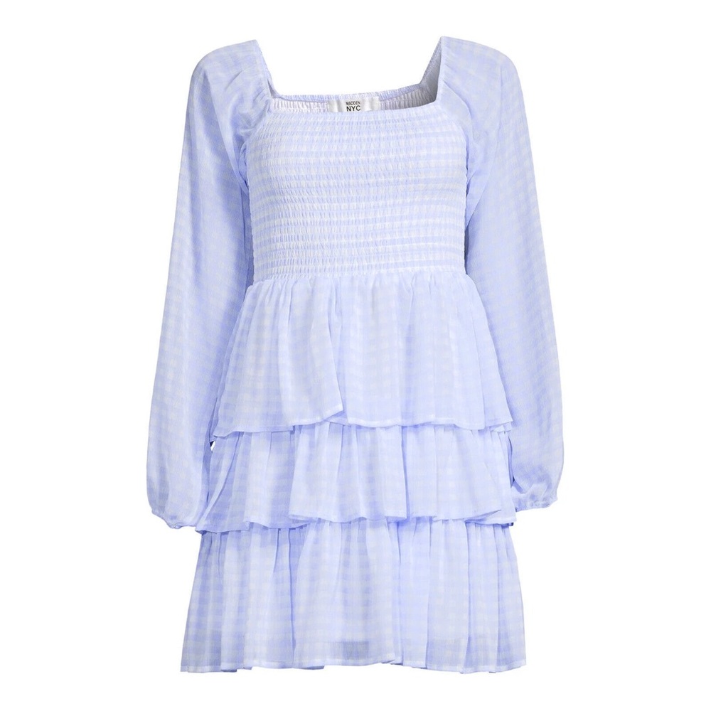 Madden NYC Women's and Juniors' Triple Ruffle Smocked Peasant Dress